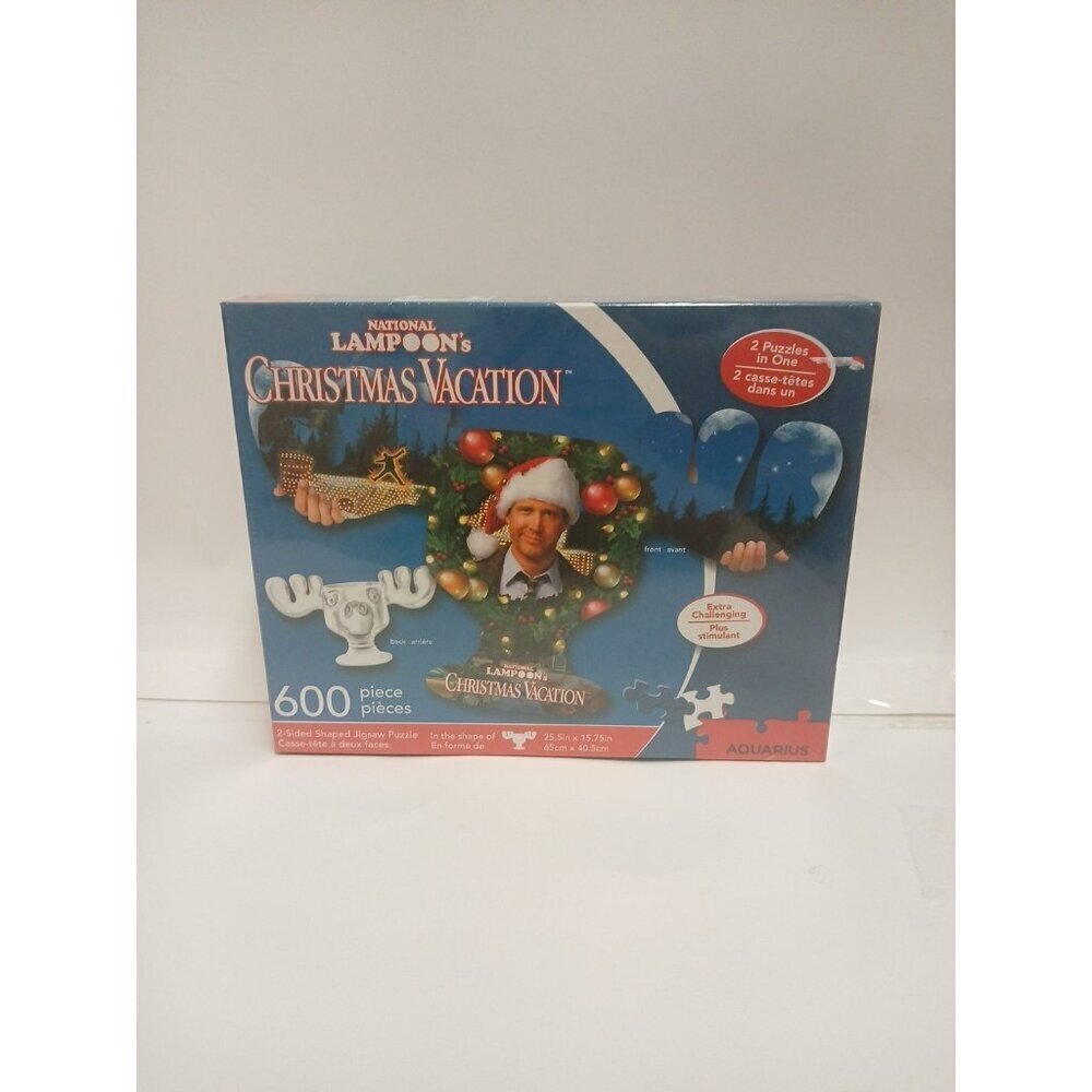 National Lampoons Puzzle Christmas Vacation 600 Piece 2-Sided Shaped Jigsaw NEW